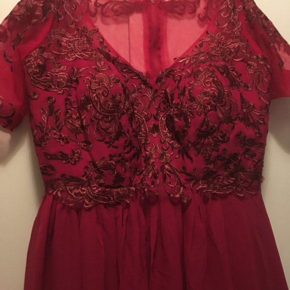 Gorgeous Fit and Flair Short Burgundy Dress - Picture 4 of 15